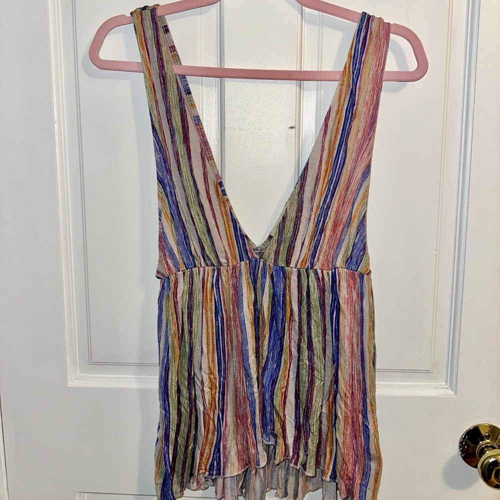 Colorful Striped Babydoll Tank